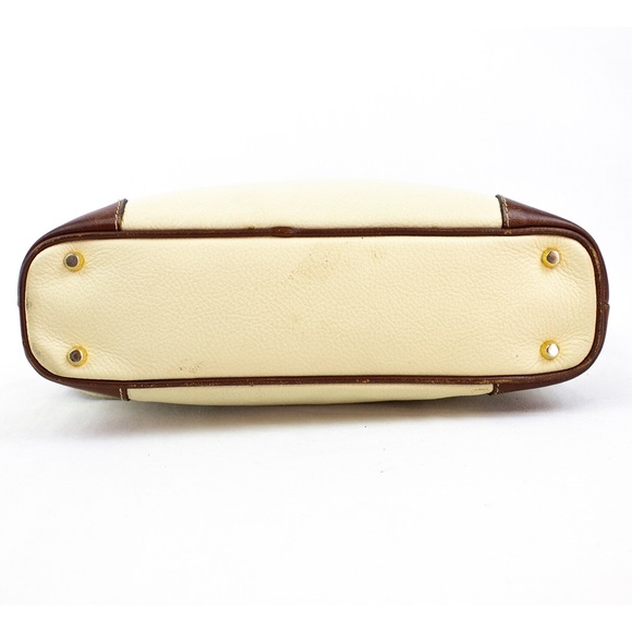 BALLY CREME & BROWN LEATHER HANDBAG - Picture 6 of 8